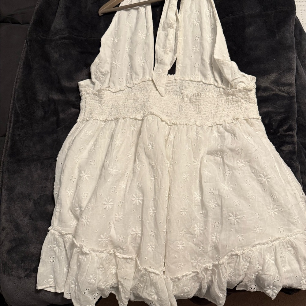 Aerie Cream Sleeveless Halter Tiered Dress - Picture 2 of 3